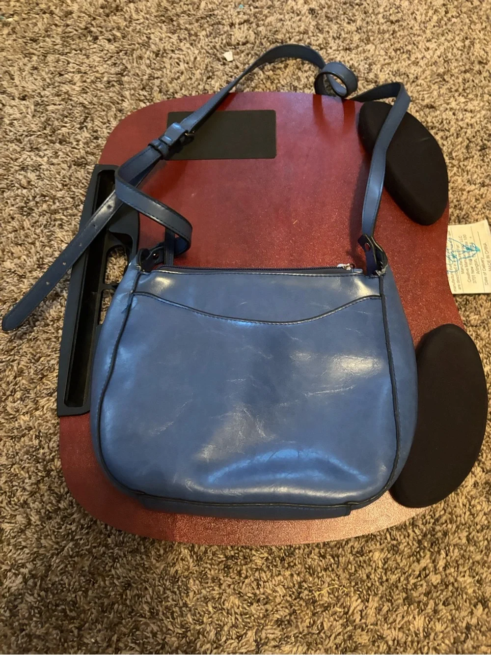 Blue Leather Crossbody Bag